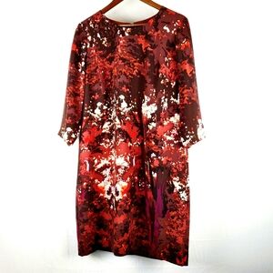 Talbots Red Multi‎ Midi Sheath Dress